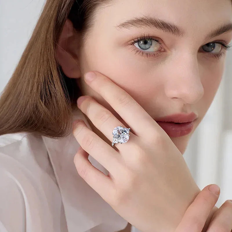 9CTTW Doveggs Full Moissanite Rings for Women Wedding Luxury Lab Diamond Jewelry S925 Sterling Silver Plated 18k Ring