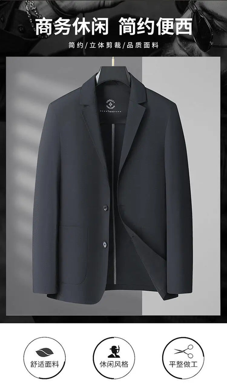 2025 Summer Ice Silk Thin Sunscreen Suit Jackets for Men Classic Business Casual Blazers Wedding Social Dress Coat Men Clothing