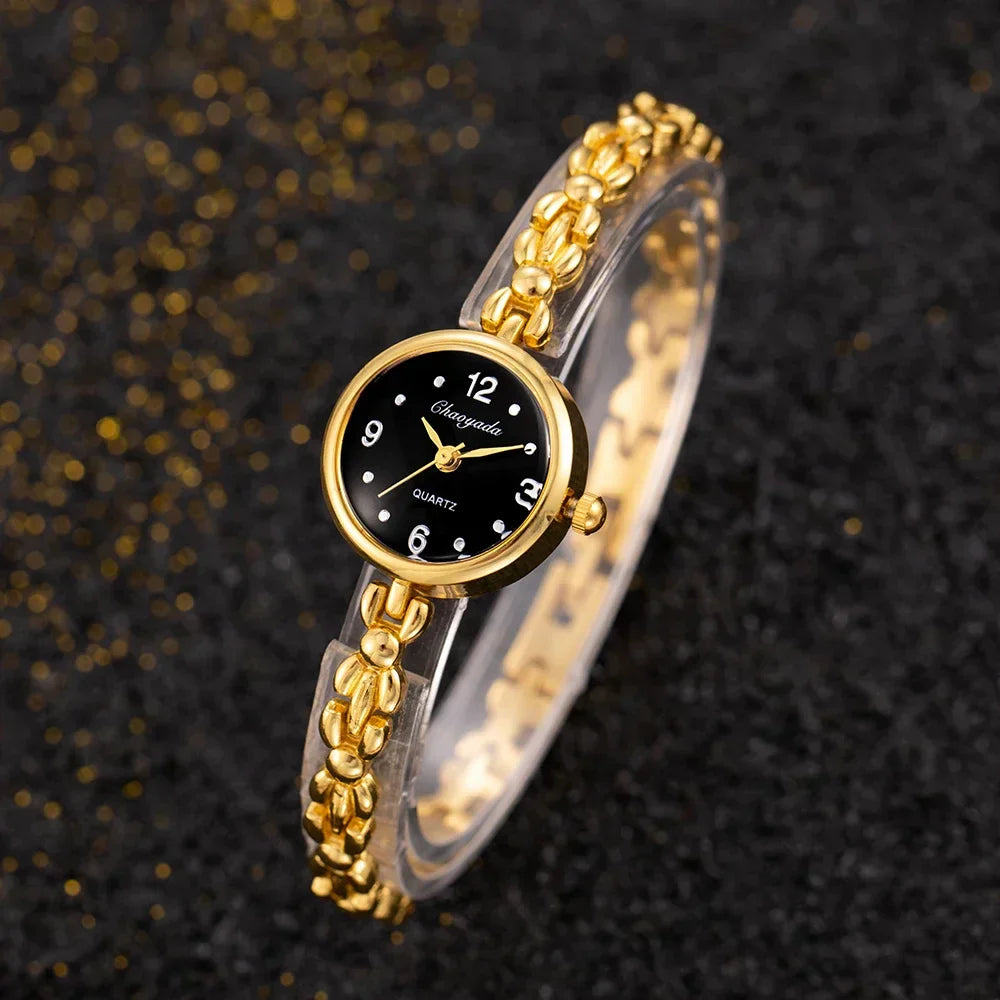 Women's Watches New Luxury Brand Alloy Crystal Women Bracelet Watch Fashion Elegant Golden Small Dial Ladies Clock Reloj Mujer