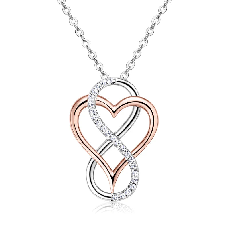 Certified Full Moissanite Heart Infinite Pendant Necklace for Women 925 Sterling Silver Chain Fine Jewelry Gift Collare