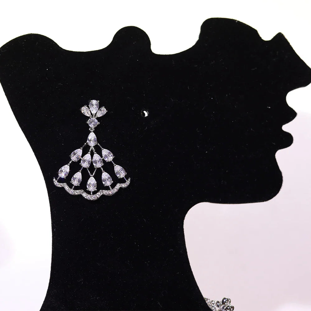 NEW Trendy 2PCS Necklace For Women Luxury Wedding Cubic Zircon CZ African Dubai Bridal Jewelry Set