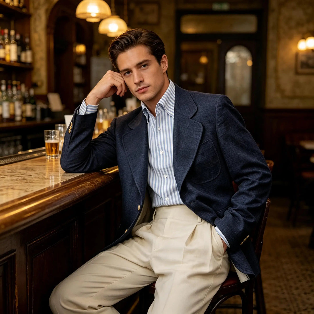 Men Premium Linen Fabric Suit Jacket Breathable Slim Fit Formal Office Daily Travel Streetwear Blazer Casual Coat