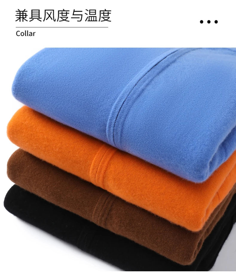 Double-Sided Hooded Zippered Men's Cashmere Cardigan Autumn and Winter Contrasting Color Thickened Loose Casual Knitted Sweater