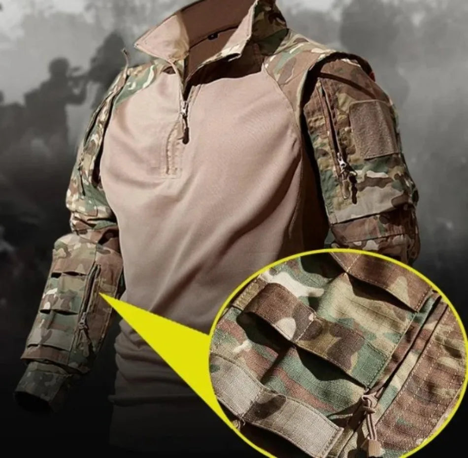 New Tactical Hunting Suit Outdoors Training Durable Breathable Camo Set Waterproof Quick Drying windproof Combat Two Piece Set