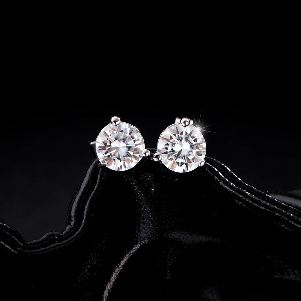 D Color 1CT Moissanite Earrings 925 Sterling Silver Sparkling Three Prong Setting Stud Earrings For Women Wedding Jewelry