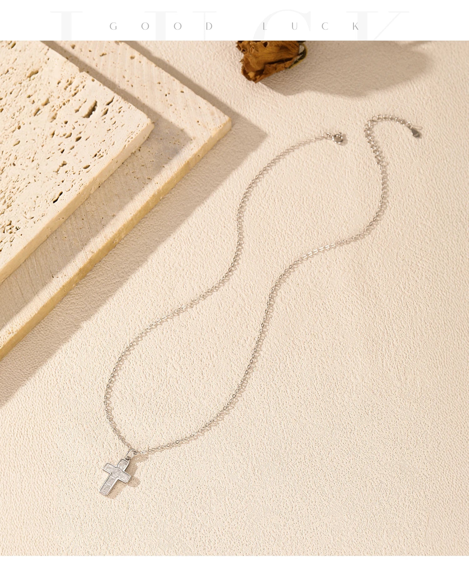925 Sterling Silver Sweet Cool Cross Link Chain Necklace Emerald Cut CZ Pendant Necklace For Women Fine Jewelry Gift