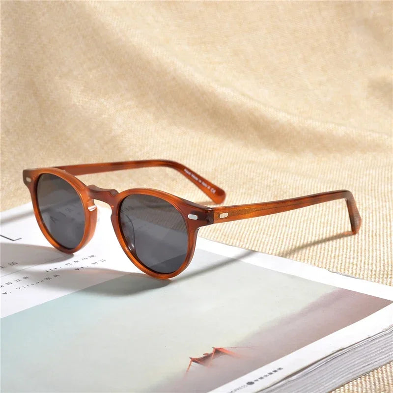 Gregory Peck Vintage Polarized Sun Glasses OV5186 Clear Frame Sunglasses Brand Designer Men Women OV 5186 Gafas Oculos with case