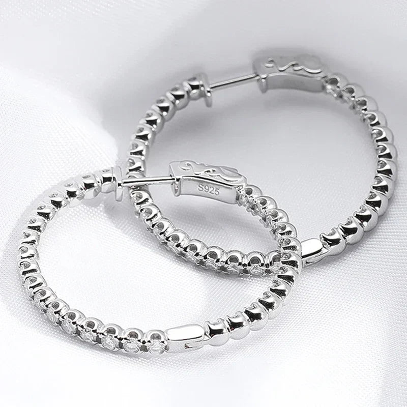 18K Plated 1.74-6.5cttw All Moissanite Hoop Earrings for Women Lab Diamond Jewelry 100% 925 Sterling Silver Earring