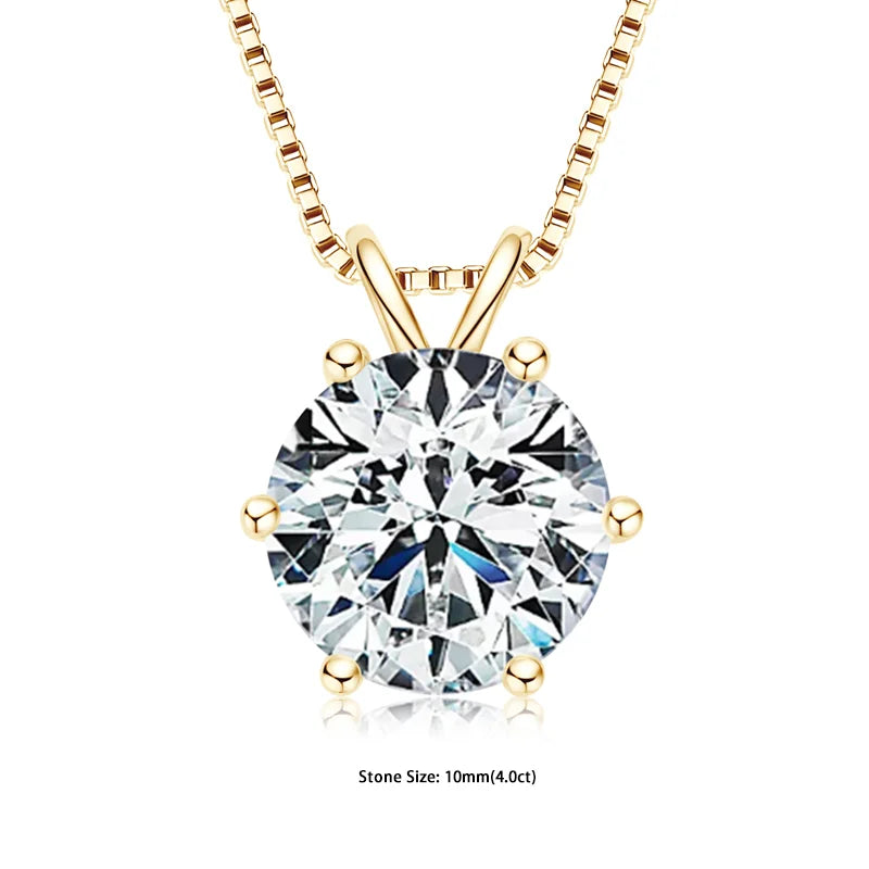 Certified 0.5-5ct Moissanite Pendant Necklaces S925 Sterling Silver Solitaire Necklace Chains For Women Jewellry Gifts