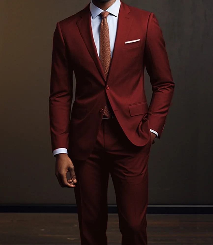 Casual Slim Fit Wedding Groomsmen Suit Set Men's Business Cotton Blend Fashion Urban Two Piece Suit Lightweight Autumn Wear