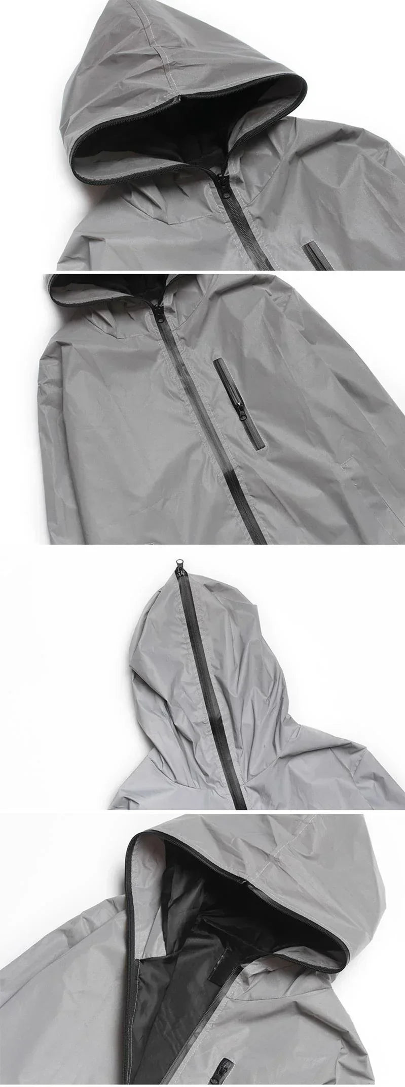 Plus Size 4XL Men Spring Autumn full reflective Windbreaker waterproof Jacket male High street hip hop Loose Hooded Coats