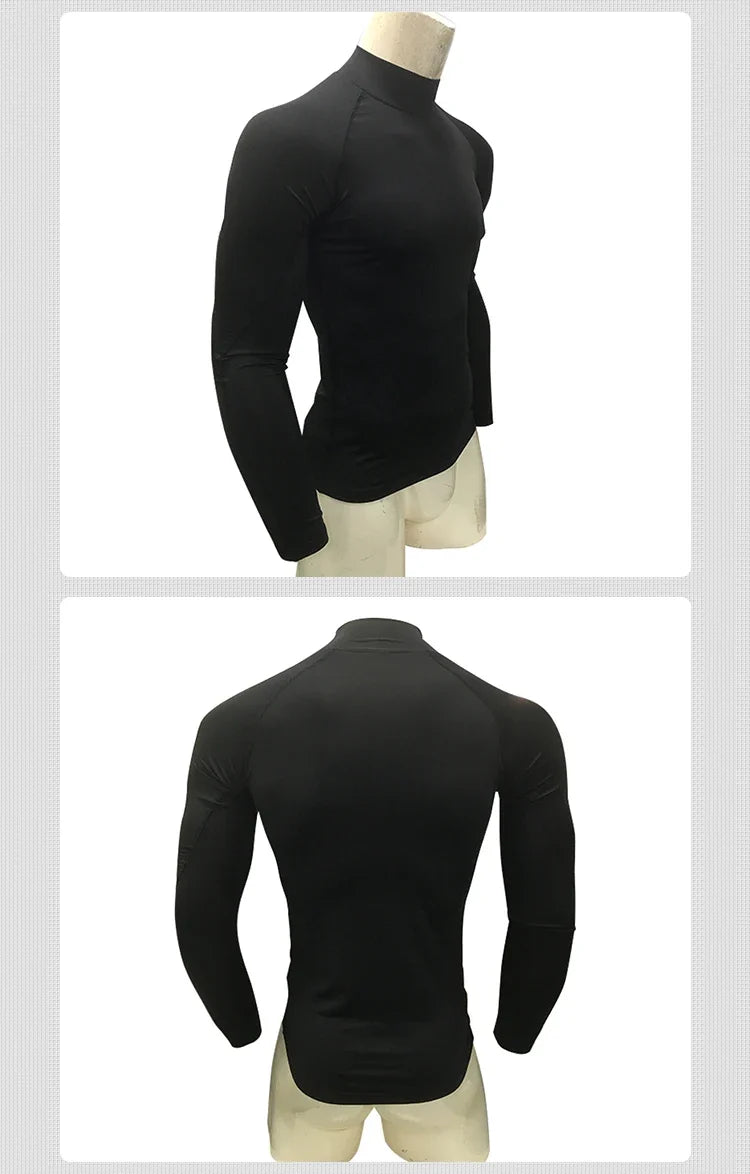 Men Sports Long Sleeve Blouse Shirt Athletic Top Training UPF 50+ UV Protection Rash Guard Black Male Swimming Cycling T-Shirt