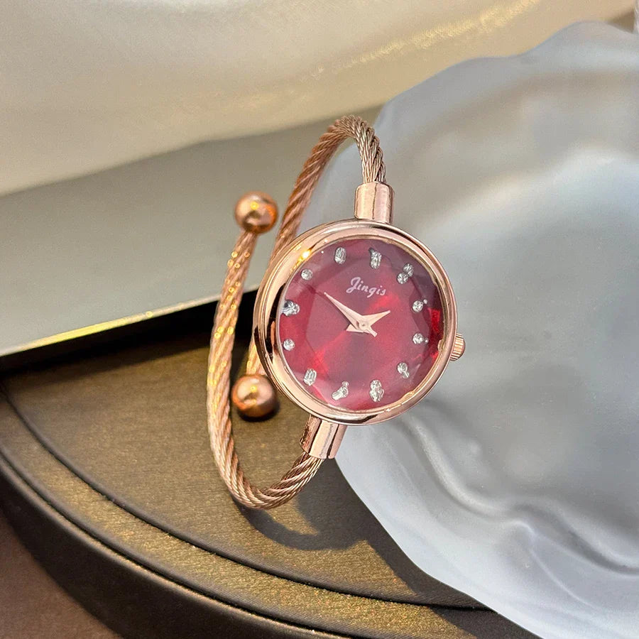 New Gradient Fresh Style Starry Sky Sunset Color Ladies Watch Student Fashion Bracelet Open Quartz Wristwatch