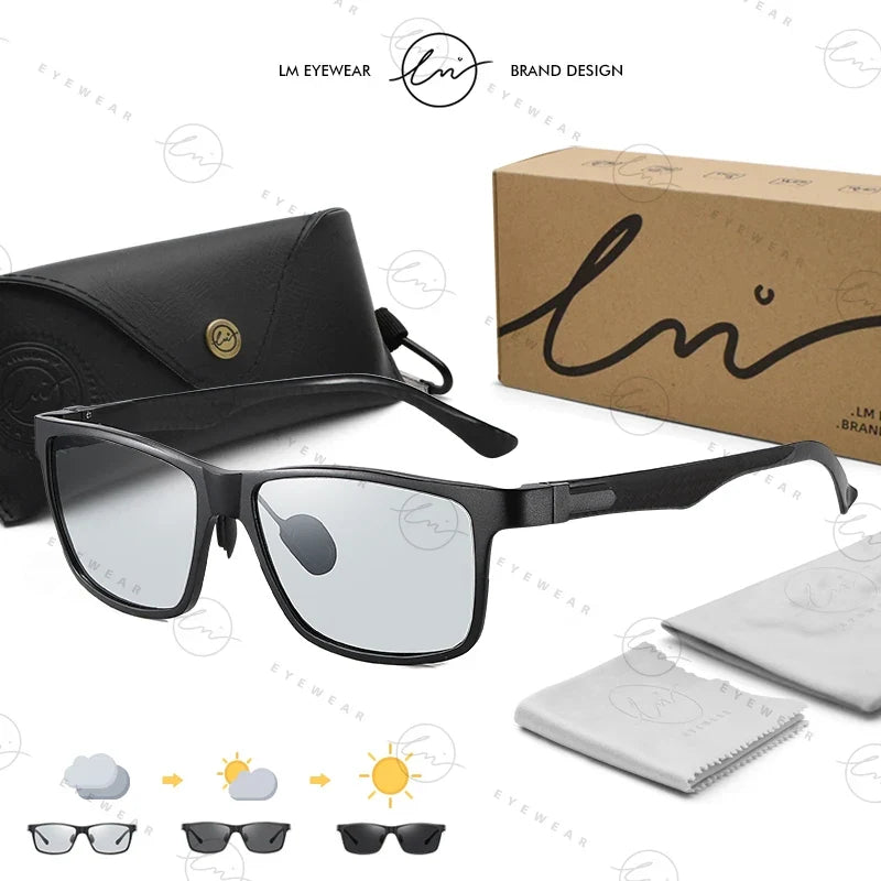 High Quality Carbon Fiber Sunglasses Polarized Man Photochromic Sun Glasses Woman Anti-glare Chameleon Goggle zonnebril