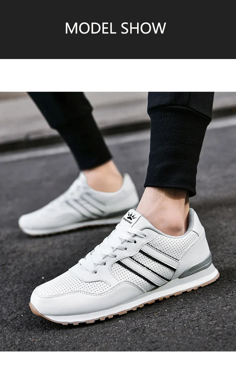 High Quality Men's Vulcanized Sneakers Leather Casual Shoes Breathable Mesh Men Tennis Shoes Male Flat Shoe Zapatillas Hombre
