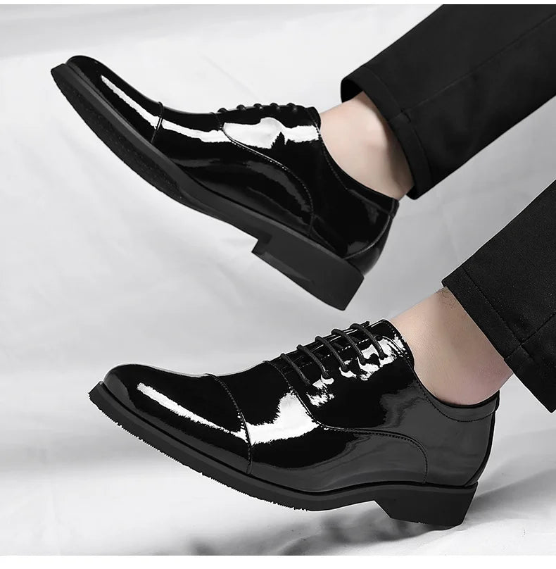 Korean Black White Leather Shoes for Men Big Size Business Casual Shoes Male Spring Autumn Lace Designer Fashion Shoe Man