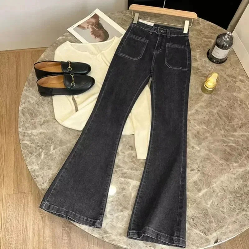 High Waist Loose Flare Jeans with Classic Vintage