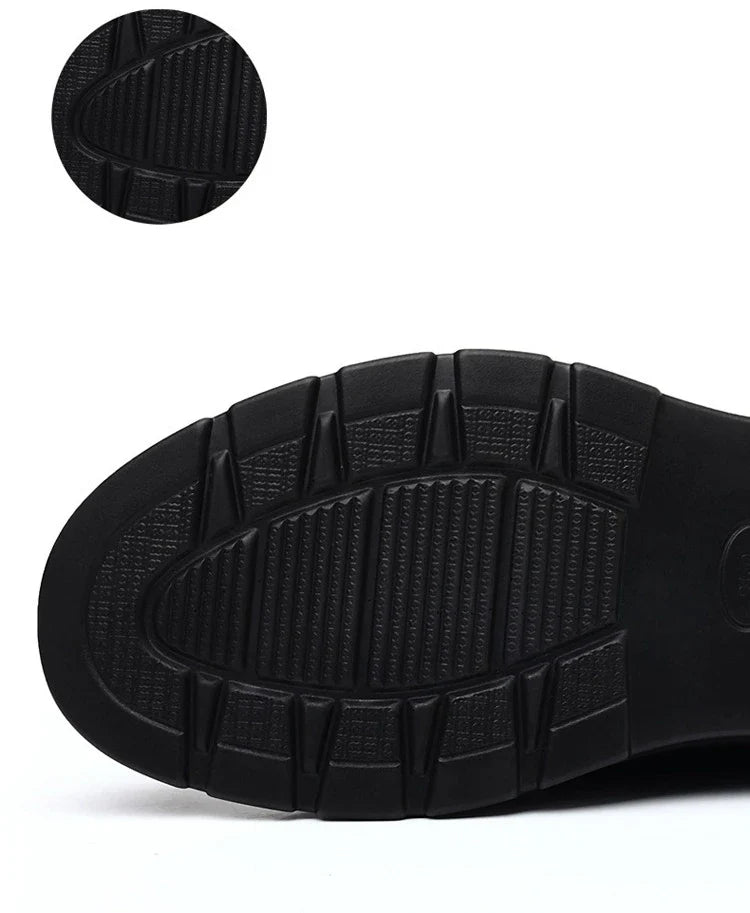 Men's Summer Breathable Leather Loafers Brown Hollow Out Slip-On Shoes Male Thick Sole Comfortable Non-slip Work Shoes for Man