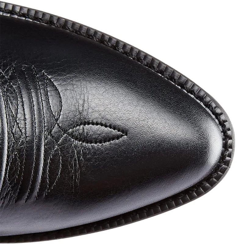 Luxury Men Boots Mid Calf Western Cowboy Motorcycle Boots for Men Autumn Outdoor PU Leather Totem Boots Retro Designed Men Shoes