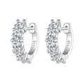 Platinum Plated Moissanite Hoop Earrings for Women, D Color Round Cut Lab Diamond 925 Silver Hypoallergenic Earrings