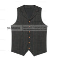 Men's Business Formal Dress Suit Vest Slim Fit  Herringbone Plaid V-neck Casual Waistcoat Wedding for Tuxedo