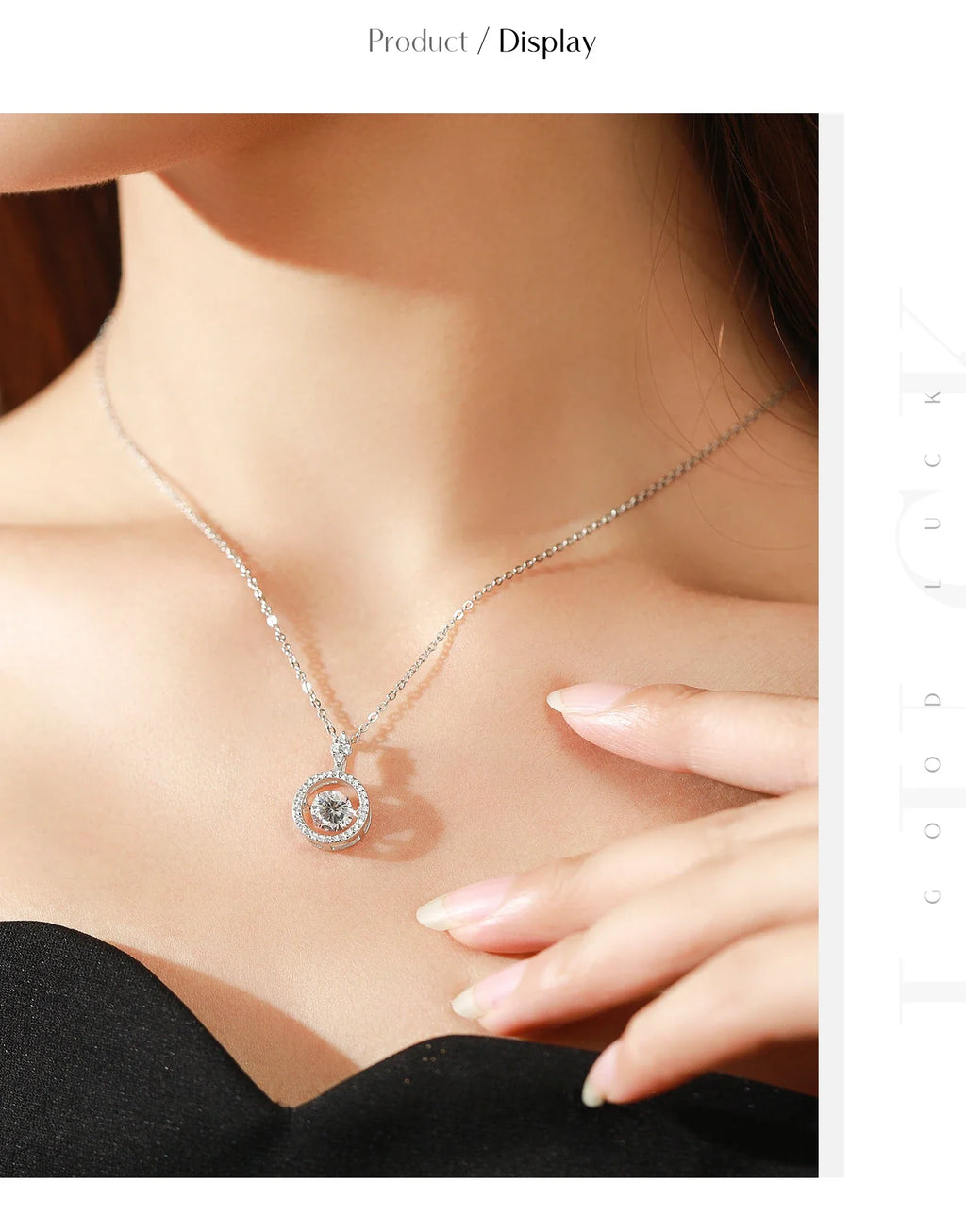925 Sterling Silver Sparkling Luxury Pendant Necklace Link Chain Movable Zirconia Wedding Engagement Jewelry For Women