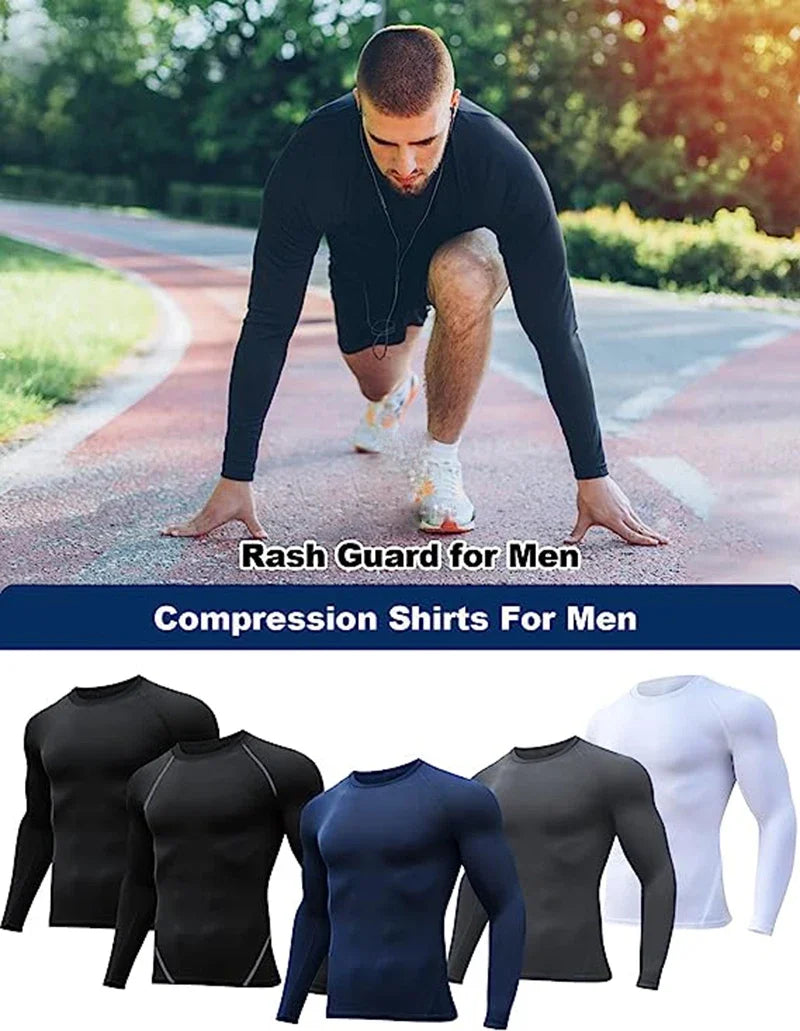 Men's Long Sleeves T-shirt Fitness Sportswear Spring Autumn Athletic Quick Dry T-shirt Gym Running Sports Outdoor Tops for Men