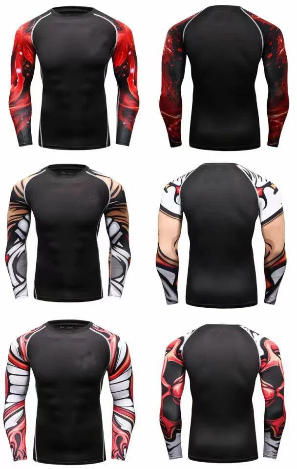 Men Long Sleeve Compression Athletic Workout Shirt Water Sports UPF 50+ Rash Guard High Quality Jiu Jitsu Gi BJJ Top