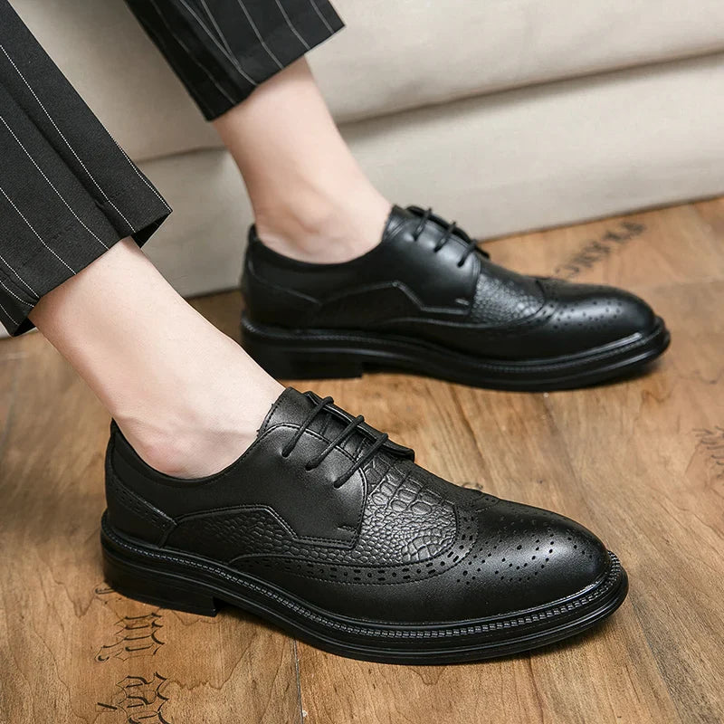 Designer Business Oxfords Formal Wedding Mens Derby Italian Original Crocodile Leather Dress Office Loafers Casual Shoes for Men