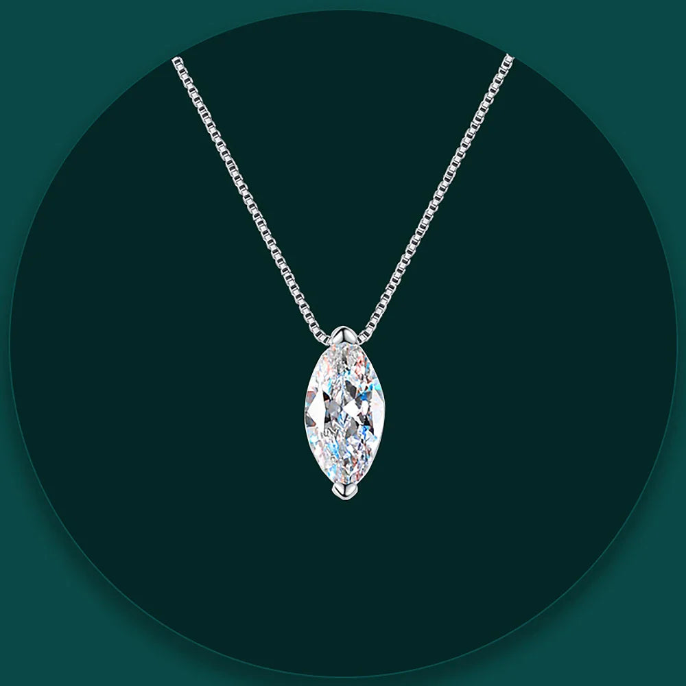 1CT Marquise Moissanite Pendant Neckalce 925 Sterling Silver Plated Gold Water Drop Diamond Necklaces Certified For Women Daily