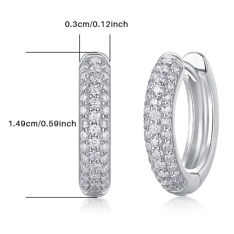 D color moissanite stud earrings 925 silver 18K gold plated hoop earrings, women's wedding party jewelry with gift box