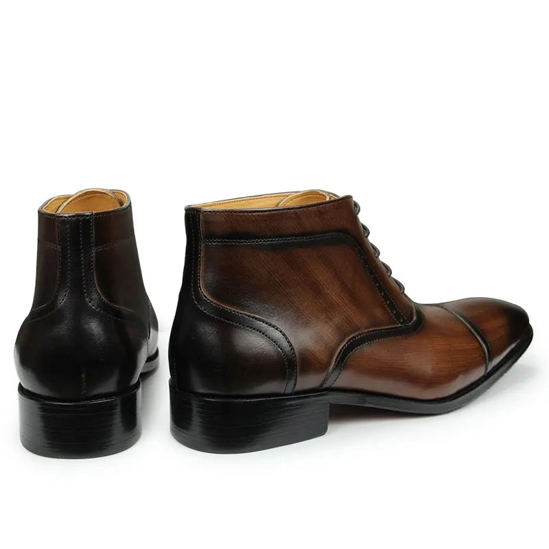 Luxury Men Genuine Leather Ankle Boots Fashion Casual Zapatos De Hombre Suit Work Safety Pointed Toe Cool Trendy Boot Customized