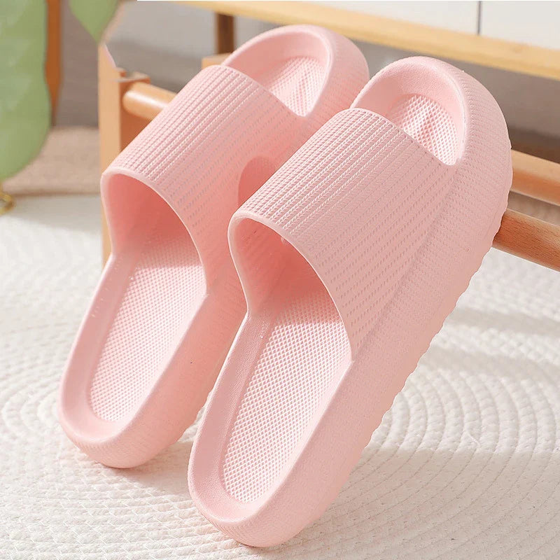 Bebealy Summer Thick Sole Slippers Men Sandals Indoor Casual Slippers Outdoor Breathable Sandals Non-slip Bathroom Men's Shoes
