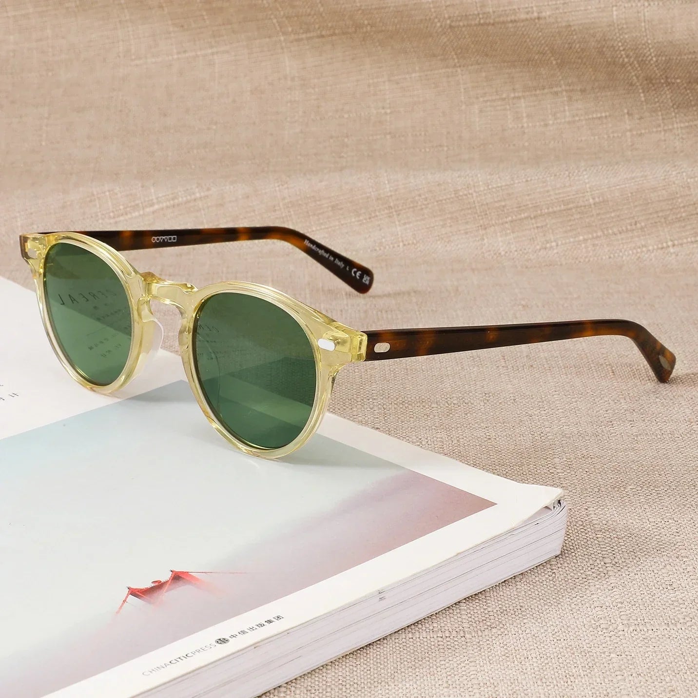 Gregory Peck Vintage Polarized Sun Glasses OV5186 Clear Frame Sunglasses Brand Designer Men Women OV 5186 Gafas Oculos with case