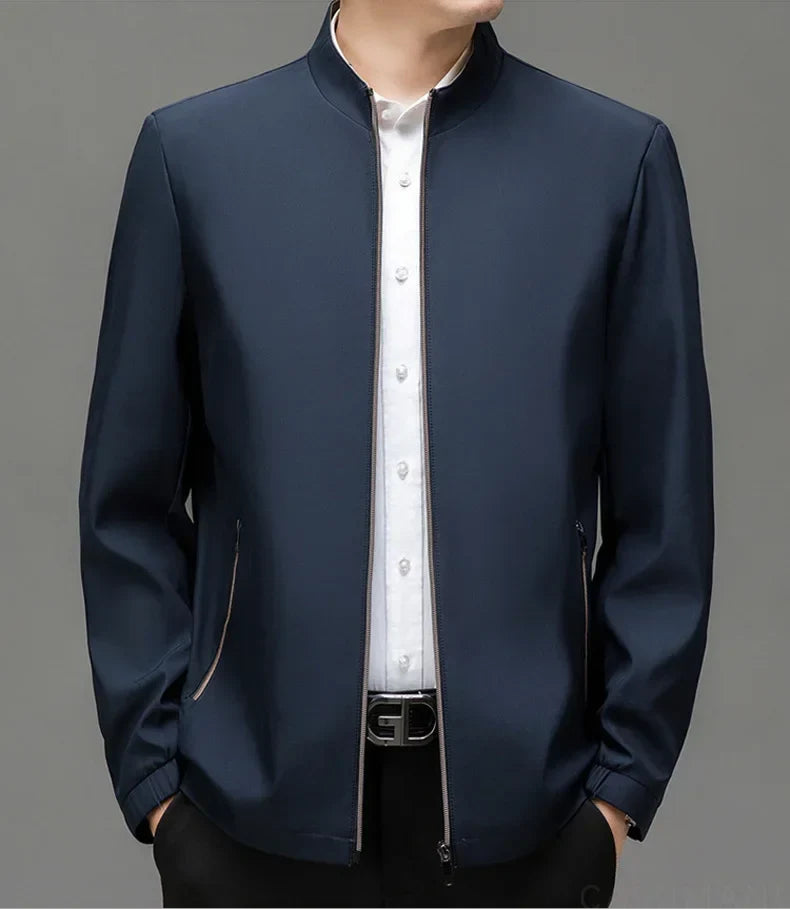 Brand Mens Daily Jacket Casual Solid Color Stand Collar Work Business Wear-resistant Autumn Jacket for Male Commuting