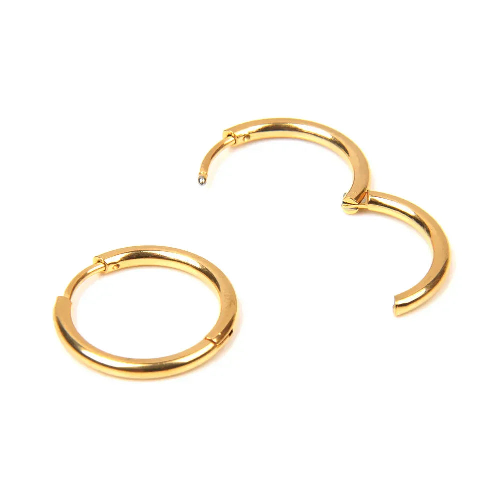 10pcs 316L Stainless Steel Hoop Earrings Women Men Punk Hiphop Circular Ear Buckle Ring Jewelry Gold Color Accessories Wholesale