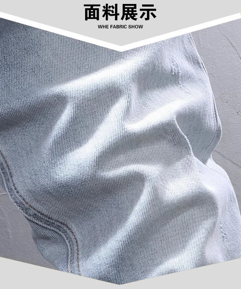 Spring and Autumn New Fashion Trend Solid Color Straight Stretch Denim Pants Men Slim Breathable High Quality Small Foot Pants