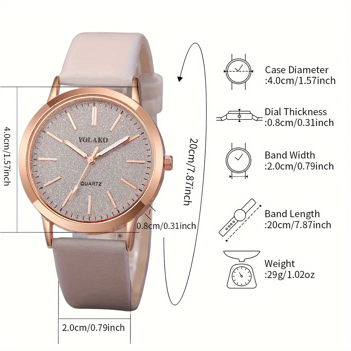 2PCS/Set Women's Watch Shiny Fashion PU Leather Analog Quartz Watches Rose Flower Bracelet