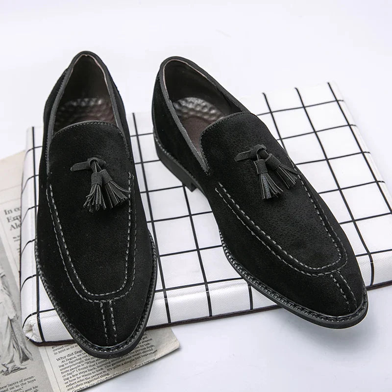 Britain Pointed Black Brown Tassels All Match Shoes For Men Casual Loafers Formal Dress Footwear Sapatos Tenis Masculino