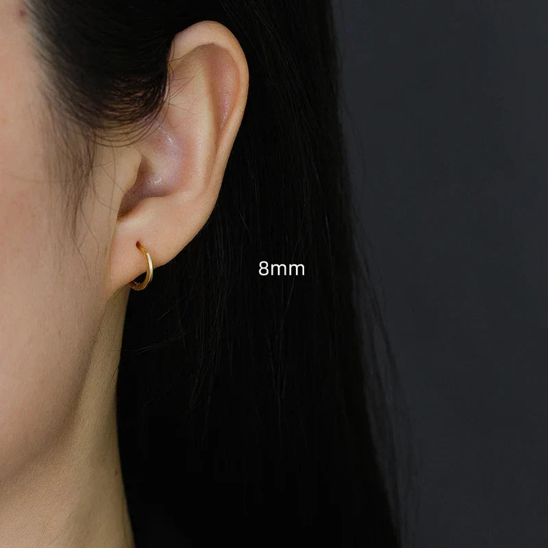 925 Sterling Silver Minimalist Glossy Circle Hoop Earrings for Women Fashion Simple Ear Bone Piercing Jewelry Accessories