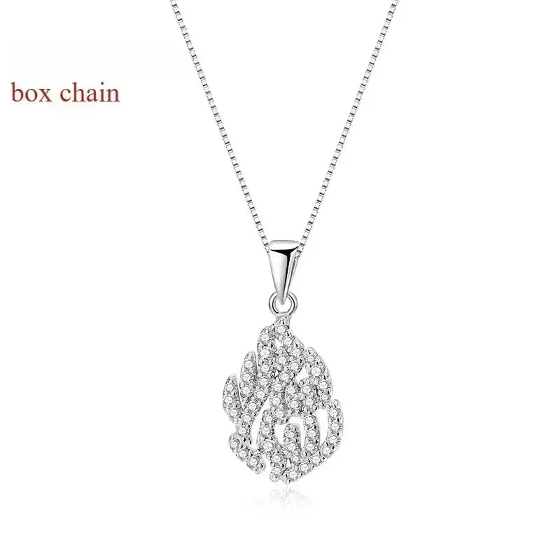 18k Plated All Real Moissanite Necklace for Women Wedding Classic Lab Diamond Pendant Sterling Silver 925 Chain Wholesale