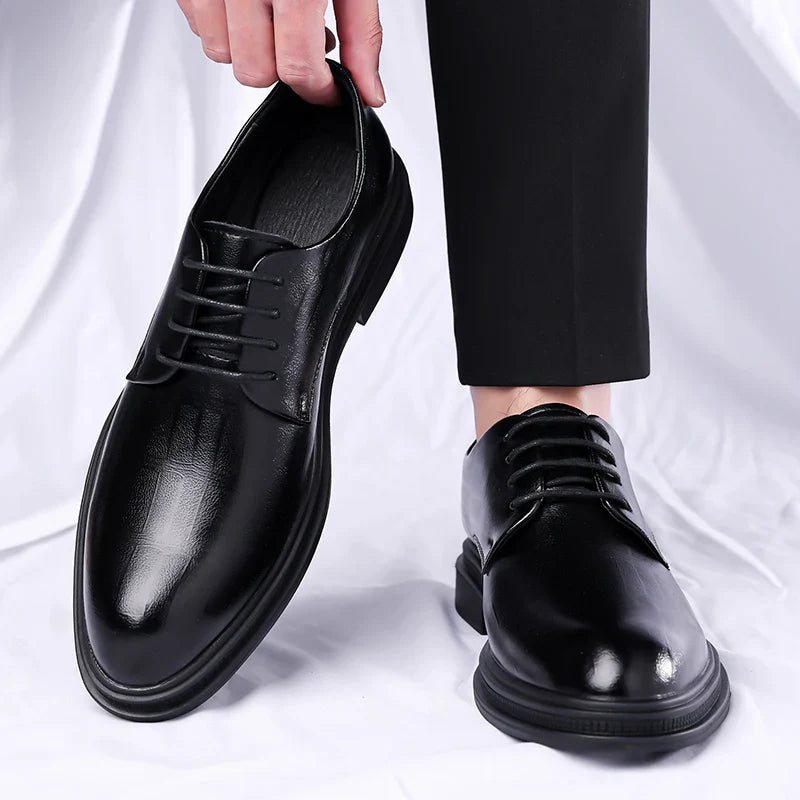 Men's Formal Leather Shoes Lace Up Breathable Non-slip Rubber Sole Lightweight Comfortable Dress Shoes Office & Special Occasion
