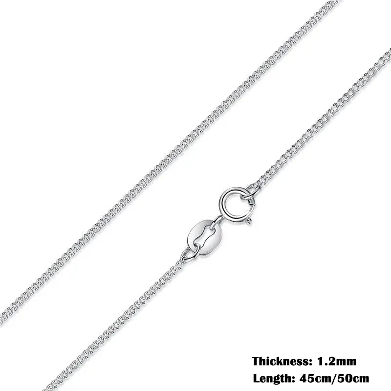 Classic Basic O-chain Solid 925 Sterling Silver Lobster Clasp Adjustable Necklace Box Cable Chain DIY Jewelry for Women