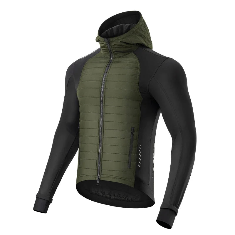 Winter Thermal Fleece Cycling Jersey Men's Ultralight Down Jacket MTB Road Bicycle Clothing Long Sleeve Ciclismo Coat