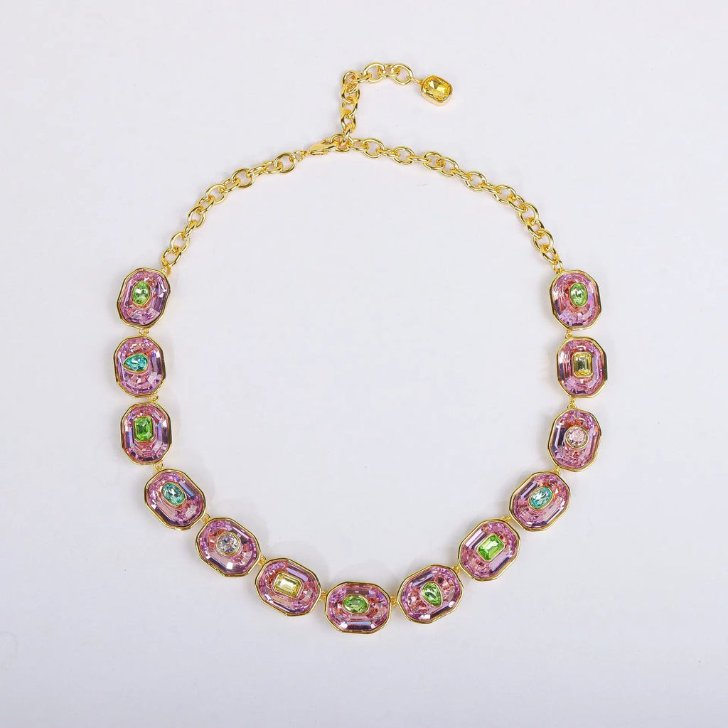 Delicate Crystal Beaded Necklace Earrings Bracelet Gift Set, High-End Fashion Jewelry Collection for Women,work to dinner piece