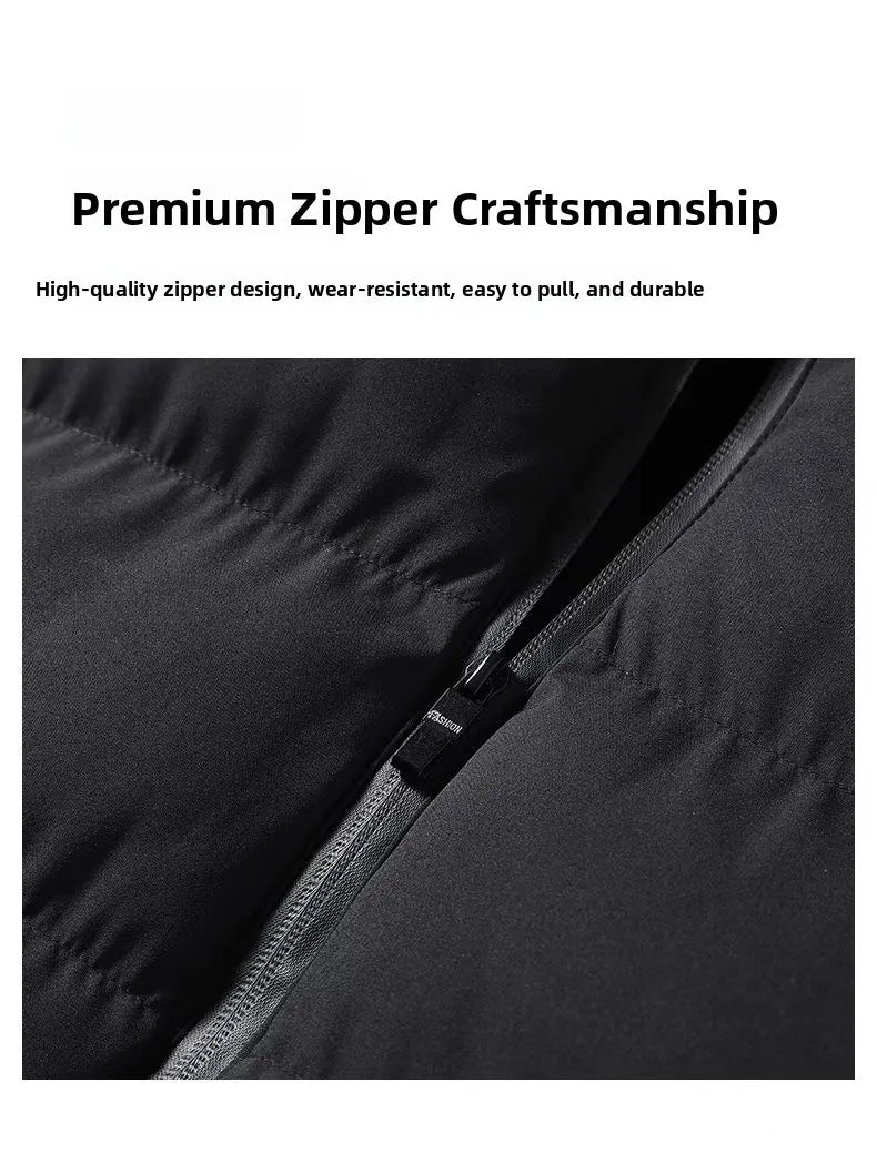 Men's down Vest Thickened Casual Style Stand Collar Jacket Autumn Winter New Fashion Youth Active Fit Zipper Pocket Daily Wear
