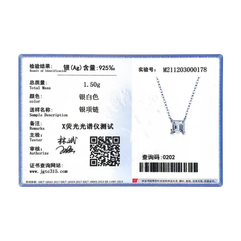 Real 925 Sterling Silver Square Emerald cut Clear CZ Classic Necklace Pendant For Women Wedding Charm Fine Jewelry 2020