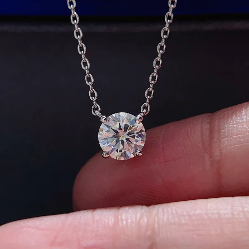 Luxury 1/2/3/5CT Real D Color Moissanite Pendant Necklace For Women Men 925 Silver Plated 18K Bridal Neck Fine Jewelry Gift