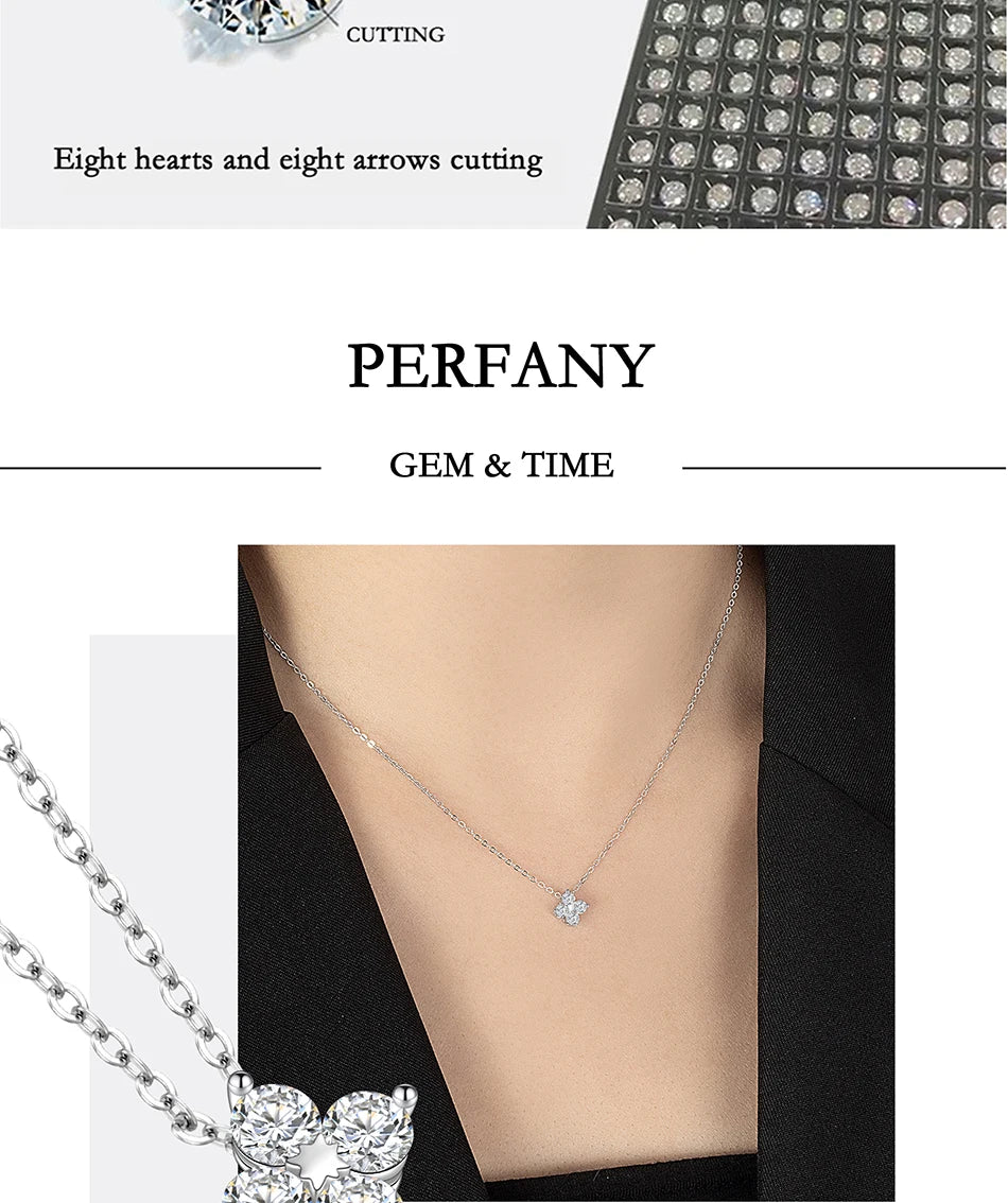 All Moissanite Necklace for Women S925 Pure Silver Classic Clover Laboratory Diamond Pendant Fashion Jewelry