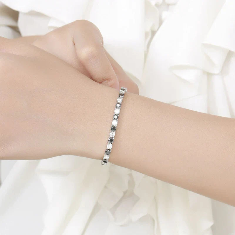 Sparkling 3/4/5/6.5MM Black White Full Moissanite Diamond Tennis Bracelet for Men Women Original S925 Silver Link Bracelets